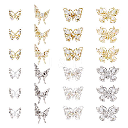 24Pcs 8 Styles Alloy Rhinestone Cabochons MRMJ-TA0001-49-1