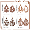 ANATTASOUL 4 Pairs 4 Styles Natural Wood Hollow Out Teardrop Dangle Earrings EJEW-AN0003-55-7