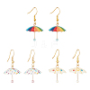 ANATTASOUL 3 Pairs 3 Colors 3D Umbrella Acrylic Dangle Earrings EJEW-AN0002-97-1