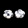 Floral Printed Porcelain Beads X-PORC-Q166-1-4