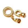 Ring Brass Micro Pave Clear Cubic Zirconia Fold Over Clasps KK-Z121-22G-01-2