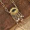 Alloy Rhinestone Evil Eye Pendant Necklaces NJEW-A037-01G-2