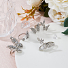 4Pcs 4 Style Rhinestone Butterfly Open Cuff Rings Set RJEW-FI0001-14-5