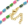 Brass Enamel Column Link Chain Necklaces NJEW-H039-15G-01-1