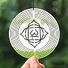 Non-Tarnish Chakra Theme Stainless Steel 3D Rotating Wind Spinners PW-WG68881-07-1