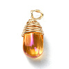 Wire Wrapped Electroplate Glass Pendant PALLOY-JF02469-2
