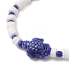 2Pcs Tortoise Handmade Porcelain & Glass Seed Beaded Bracelet Sets BJEW-JB12654-4