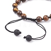 8mm Round Natural Tiger Eye Braided Beads Bracelet BJEW-JB07083-01-5