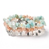 Chips Natural Rutilated Quartz & Flower Amazonite & Sunstone Beaded Stretch Bracelets Sets X-BJEW-JB05332-06-2