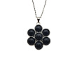 Natural Black Agate Flower Pendant Necklaces FO7861-6-1