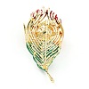 Feather Alloy Brooch with Resin Pearl JEWB-O009-10-2