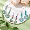 Alloy with Glass with Green Aventurinee & Tourmaline & Apatite Dangle Earrings EJEW-MZ00218-2