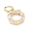 Brass Clear Cubic Zirconia Charms ZIRC-B010-25G-3