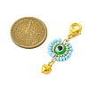 10Pcs Flat Round Evil Eye Resin with Glass Seed Pendant Decorations HJEW-MZ00095-4