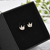 Brass Micro Pave Clear Cubic Zirconia Stud Earrings EJEW-R016-01G-04-3