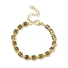 Square Brass Pave Cubic Zirconia Link Chain Bracelets for Women BJEW-P385-04G-02-1