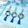 3Pcs Handmade Lampwork Evil Eye & Polyester Tassel Pendant Decorations HJEW-JM02821-2