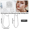 CREATCABIN 100Pcs 304 Stainless Steel Hoop Earrings Findings STAS-CN0001-48A-2