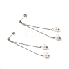 Glass Pearl Tassel Dangle Stud Earrings EJEW-P219-20P-1