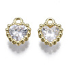 Brass Inlaid Clear Cubic Zirconia Charms ZIRC-S069-048B-G-1