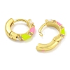 Rack Plating Brass Micro Pave Clear Cubic Zirconia & Enamel Hoop Earrings for Women EJEW-G410-53G-2