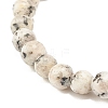 Natural Sesame Jasper/Kiwi Jasper Round Beaded Stretch Bracelet BJEW-JB07873-01-4