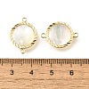 Brass Pave Natural White Shell Connector Charms KK-E794-01G-03-3