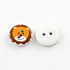 2-Hole Animal Pattern Printed Wooden Buttons BUTT-R033-017-2