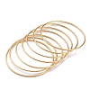 7Pcs Women's Simple Fashion Textured PVD Vacuum Plating 304 Stainless Steel Stackable Buddhist Bangles BJEW-O182-09G-2