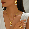 Elegant Stainless Steel Bowknot Earrings & Necklaces & Rings Sets for Women BO7073-3