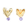 Cubic Zirconia Heart Stud Earrings EJEW-N011-71-1