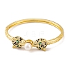 Leopard Brass Pave Green Cubic Zirconia Hinged Bangles for Women BJEW-S147-04G-2