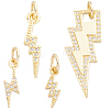 12Pcs 4 Styles Brass Micro Pave Cubic Zirconia Pendants KK-BBC0028-11-7