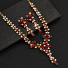 Flower Brass Rhinestone Pendant Necklaces & Stud Dangle Earrings FS-WG58BAB-02-1