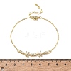 Brass Pave Clear Cubic Zirconia Flower Link Bracelets KK-CBA6980-24G-5