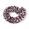 Handmade Lampwork Inner Flower Rondelle Beads Strands LAMP-T022-24B-2