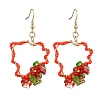 304 Stainless Steel Flower Glass Seed Beaded Dangle Earrings EJEW-MZ00335-02-2