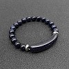 Synthetic Blue Goldstone Bead Stretch Bracelets for Women Men MZ7269-13-1