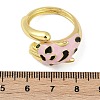 Brass Micro Pave Cubic Zirconia Enamel Cuff Rings  for Women RJEW-L113-041G-5