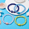 Dyed Natural Jade and Sea Turtle Porcelain Bead Stretch Bracelets for Women BJEW-JB09994-2