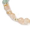 Natural Green Aventurine & Citrine & Shell Pearl Round Beads Stretch Bracelets for Women BJEW-JB12229-01-3