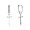 Anti-Tarnish Fashionable S925 Silver Zircon Cross Hoop Earrings for Halloween Costume Accessories VE4564-2-1