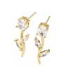 Brass Micro Pave Cubic Zirconia Stud Earrings KK-CBA8324-20G-05-4