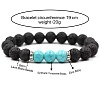 8MM Round Synthetic Turquoise and Natural Lava Rock Beaded Stretch Bracelets for Couples BW4110-3-1