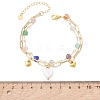Brass Paperclip Chain & Cat Eye Heart & Plastic Pearl Beaded Chain Double Layers Bracelets for Women BJEW-JB13567-2