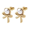 201 Stainless Steel ABS Plastic Pearl Stud Earrings EJEW-Z151-13G-04-4