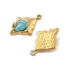 304 Stainless Steel Pave Synthetic Turquoise Pendants STAS-P380-17G-2