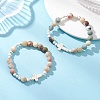 2Pcs Natural Bamboo Leaf Agate & Tree Agate & Magnesite & Synthetic Turquoise Stretch Bracelets for Women BJEW-JB12815-1