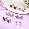 Natural Mixed Stone & 304 Stainless Steel Stud Earrings EJEW-JE07079-1