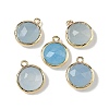 Dyed Natural White Jade Faceted Flat Round Charms G-U028-03G-10-1